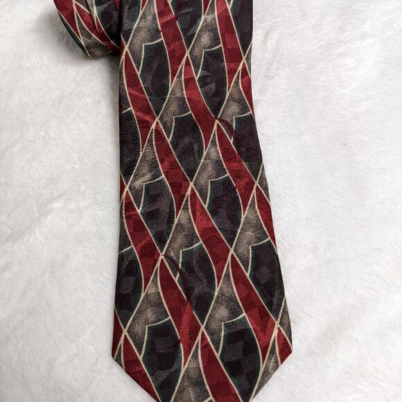 Vintage Men's 100% Silk Abstract Print Tie by Status - Picture 13 of 14